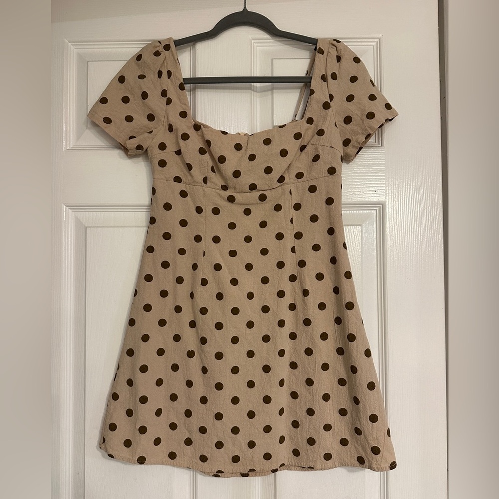 Princess Polly Tan and Brown Polka Dot Dress